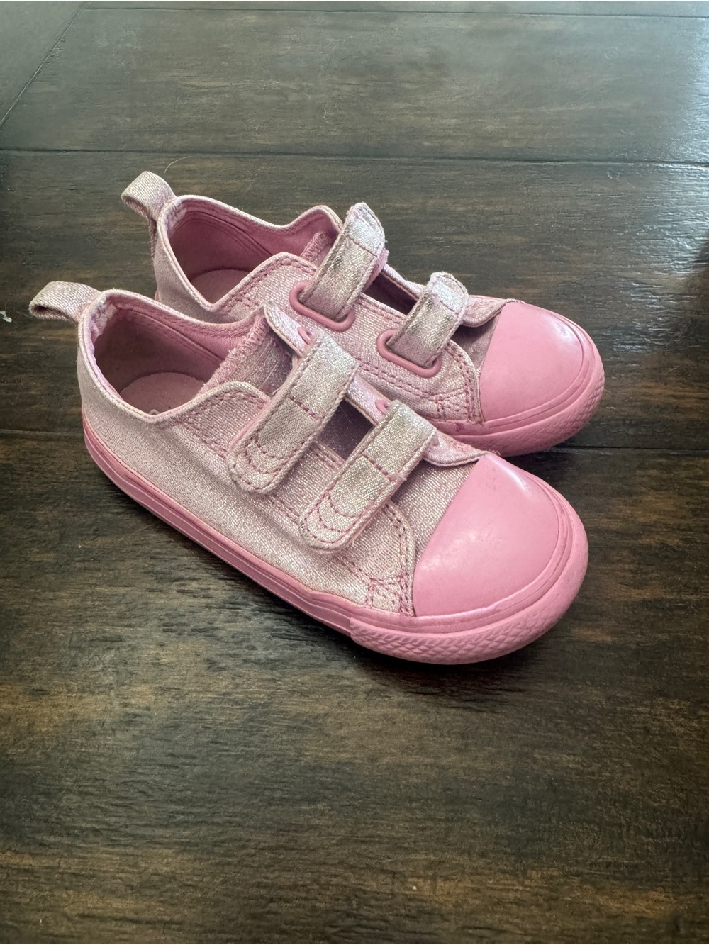 Girls Converse Glitter Pink Double-Strap